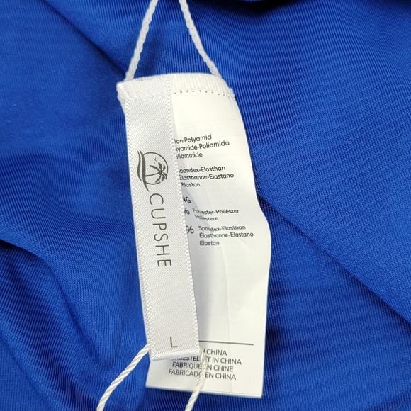 Cupshe Blue Ruching V-Neckline One Piece Swimsuit Sz L NEW - Picture 12 of 16